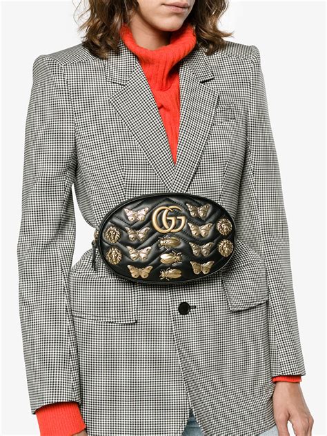 gucci gg marmont animal studs leather belt bag|Gucci Marmont suede bag.